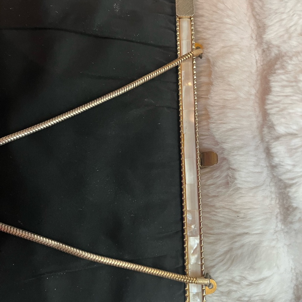 Elegant Black and Gold Women's Clutch with mother of pearl accent